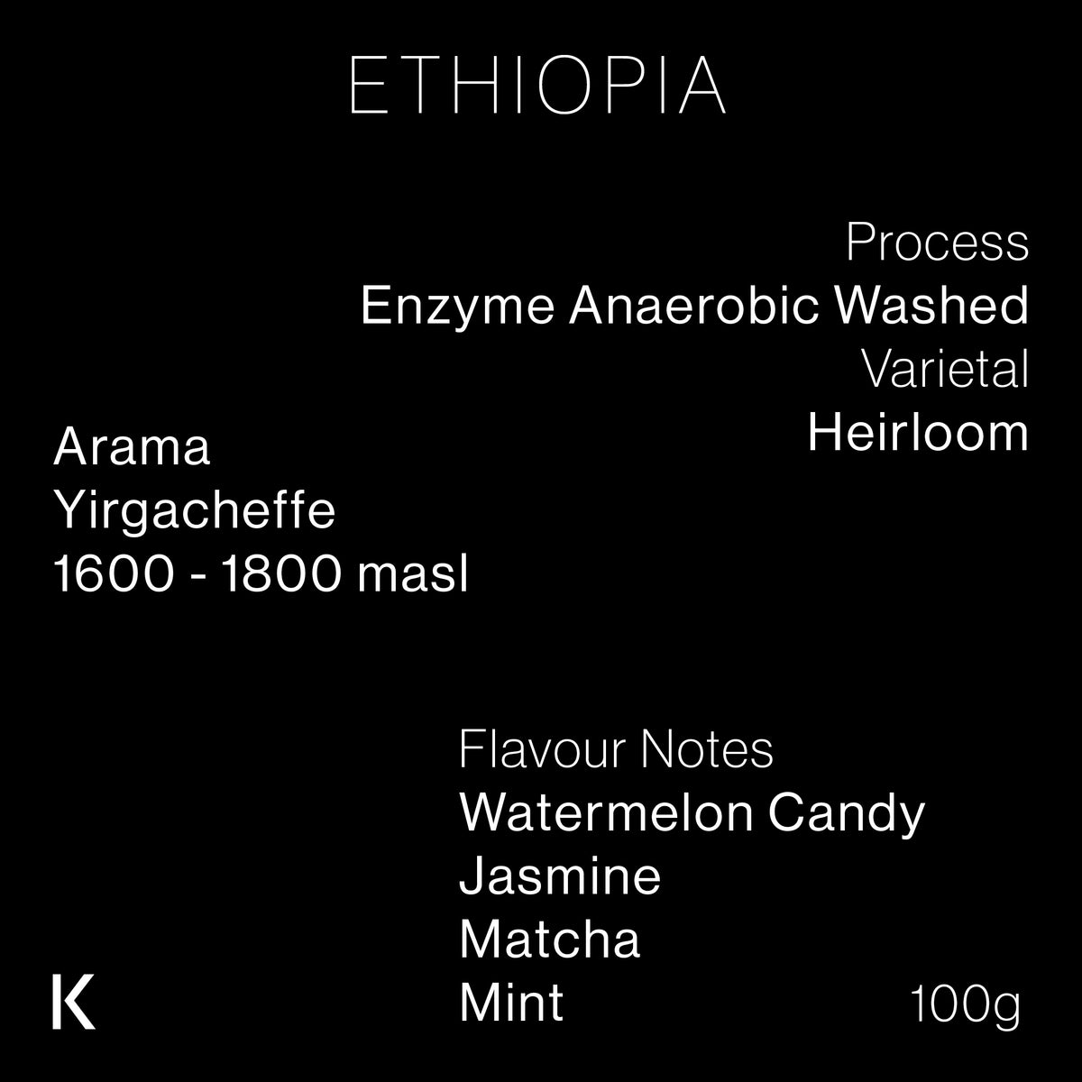 Ethiopia Arama Enzyme Anaerobic Washed Heirloom